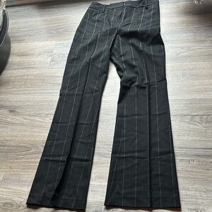 Black Pinstripe Flared Pants